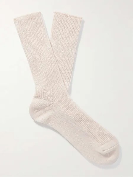 Носки в рубчик из смесового хлопка AURALEE, белый