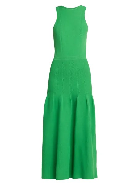 Плиссированное платье макси с открытой спиной Giorgio Armani, зеленый