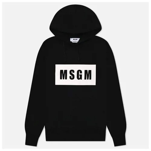 Мужская толстовка MSGM Box Maxilogo Brushed Hoodie чёрный, Размер XS