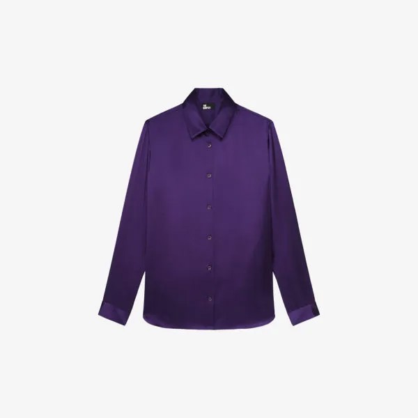 Шелковая рубашка свободного кроя с прямым подолом The Kooples, фиолетовый