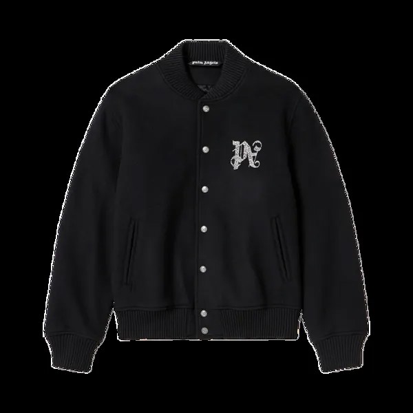 Куртка Palm Angels Monogram Varsity 'Black/Off White', черный