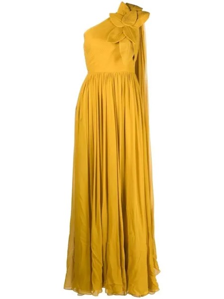 Шелковое платье на одно плечо Elie Saab, желтый