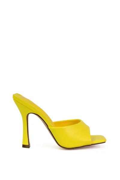 Сандалии-мюли 'Carla' на высоком каблуке-шпильке с квадратным носком XY London, желтый