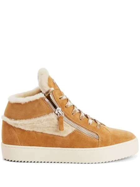 Giuseppe Zanotti высокие кеды Kriss с мехом, коричневый