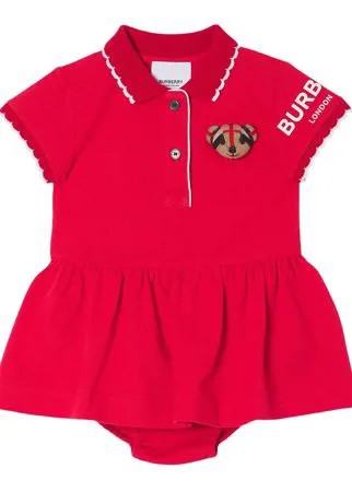 Burberry Kids платье-рубашка поло с декором Thomas Bear