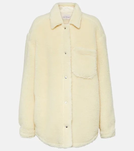 Куртка-рубашка в стиле тедди из смесовой шерсти Off-White, белый