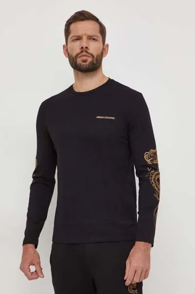 Лонгслив из хлопка Armani Exchange, черный