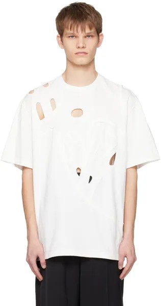 Белая футболка с вырезом Feng Chen Wang