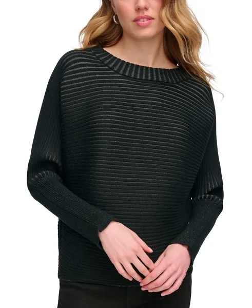 Женский свитер в оттоманскую рубчик с рукавами «летучая мышь» DKNY Jeans, черный