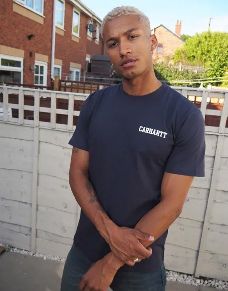 Темно-синяя футболка с логотипом Carhartt WIP-Темно-синий