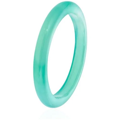 Женское тонкое кольцо из натурального камня - зеленого агата