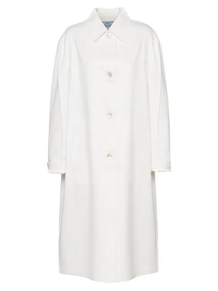 Однобортное кашемировое пальто Prada, белый