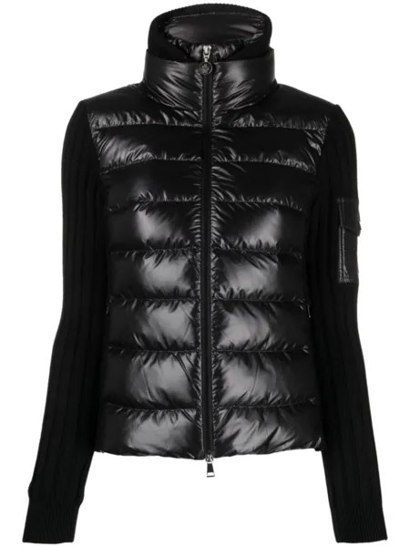 Moncler пуховик с нашивкой-логотипом, черный