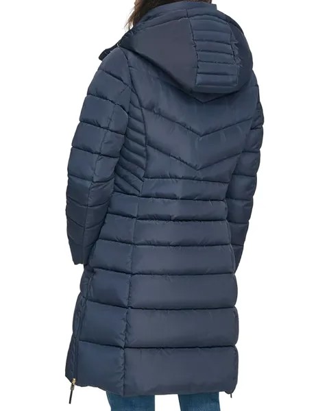Пальто Tommy Hilfiger Zip-Up Long Puffer Coat, темно-синий