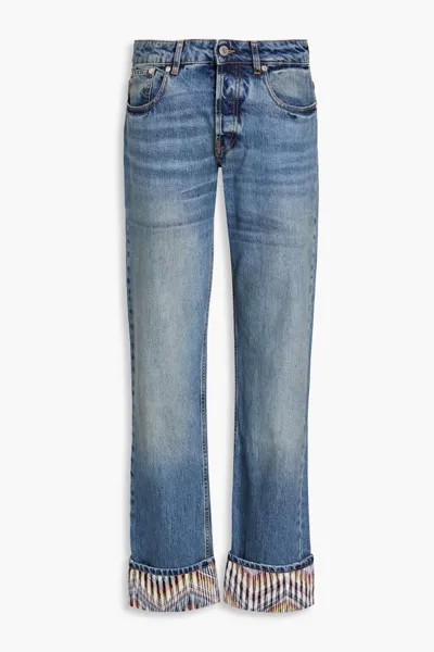 Зауженные джинсы со средней посадкой и вышивкой Missoni, средний деним