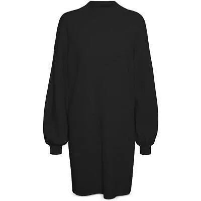 Vero Moda Женское черное платье-свитер Nancy с воротником-трубой и рукавом-фонариком S BHFO 7081