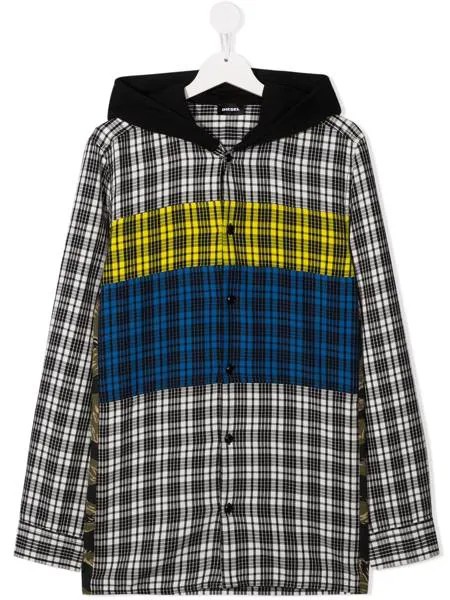 Diesel Kids клетчатая рубашка с капюшоном