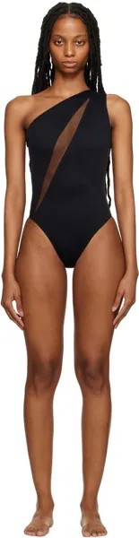 Черный цельный купальник с разрезами Versace Underwear