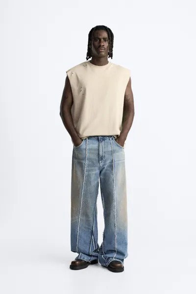 Джинсы мешковатой посадки ZARA, синий