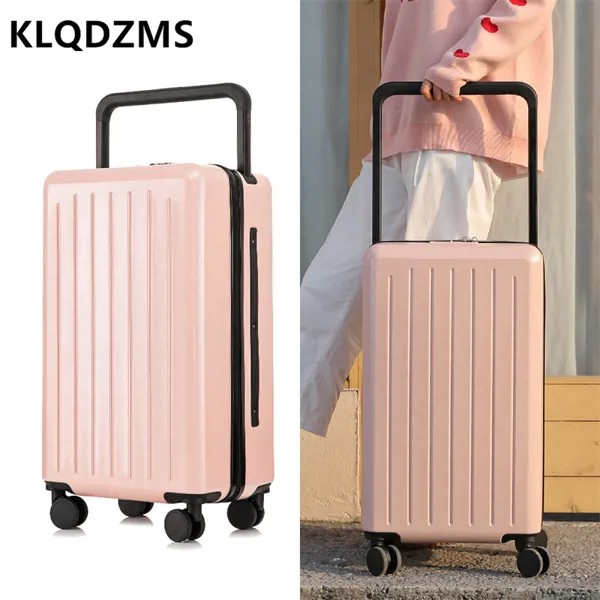 Новый деловой чемодан KLQDZMS, 24 дюйма, Универсальный однотонный чемодан из поликарбоната, 20-дюймовый водонепроницаемый мужской чехол с пароле...