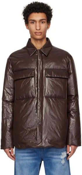 Эксклюзивная коричневая пуховая куртка SSENSE Jil Sander
