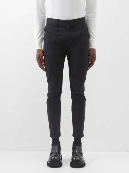 Узкие брюки из габардина из смесового хлопка Fendi, черный