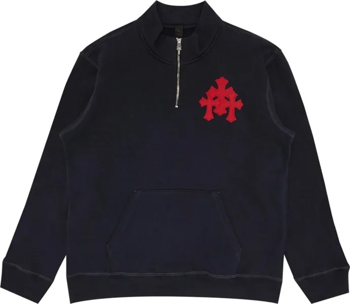 Толстовка Chrome Hearts Triple Cross Quarter Zip 'Navy/Red', синий