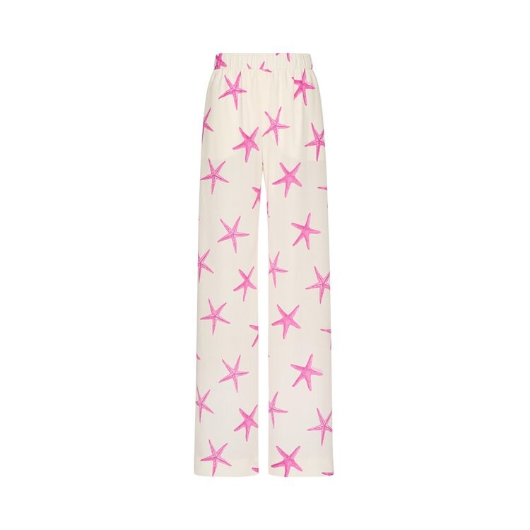 Брюки Valentino Crepe De Chine Starfish Pants, цвет Kez Avorio/Pink PP