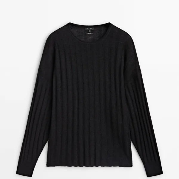 Джемпер Massimo Dutti Wide Ribbed Knit Cape, черный