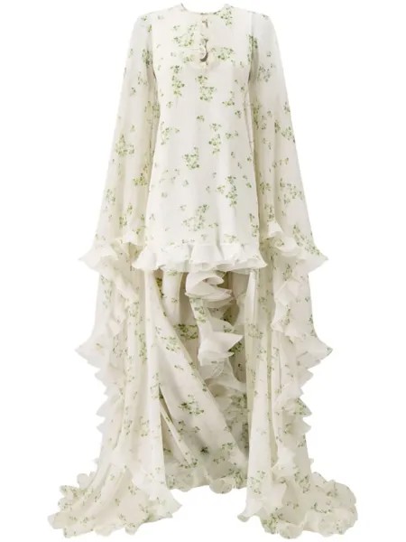 Giambattista Valli шелковое платье-кейп Lucky Love, белый