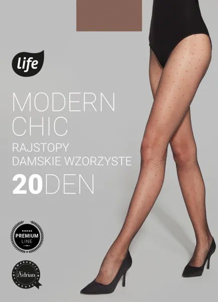 Колготки Life Modern Chic Nero/Pink Różowe Kropki 20 DEN, 2