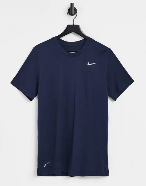 Темно-синяя футболка с логотипом-галочкой Nike Training-Темно-синий