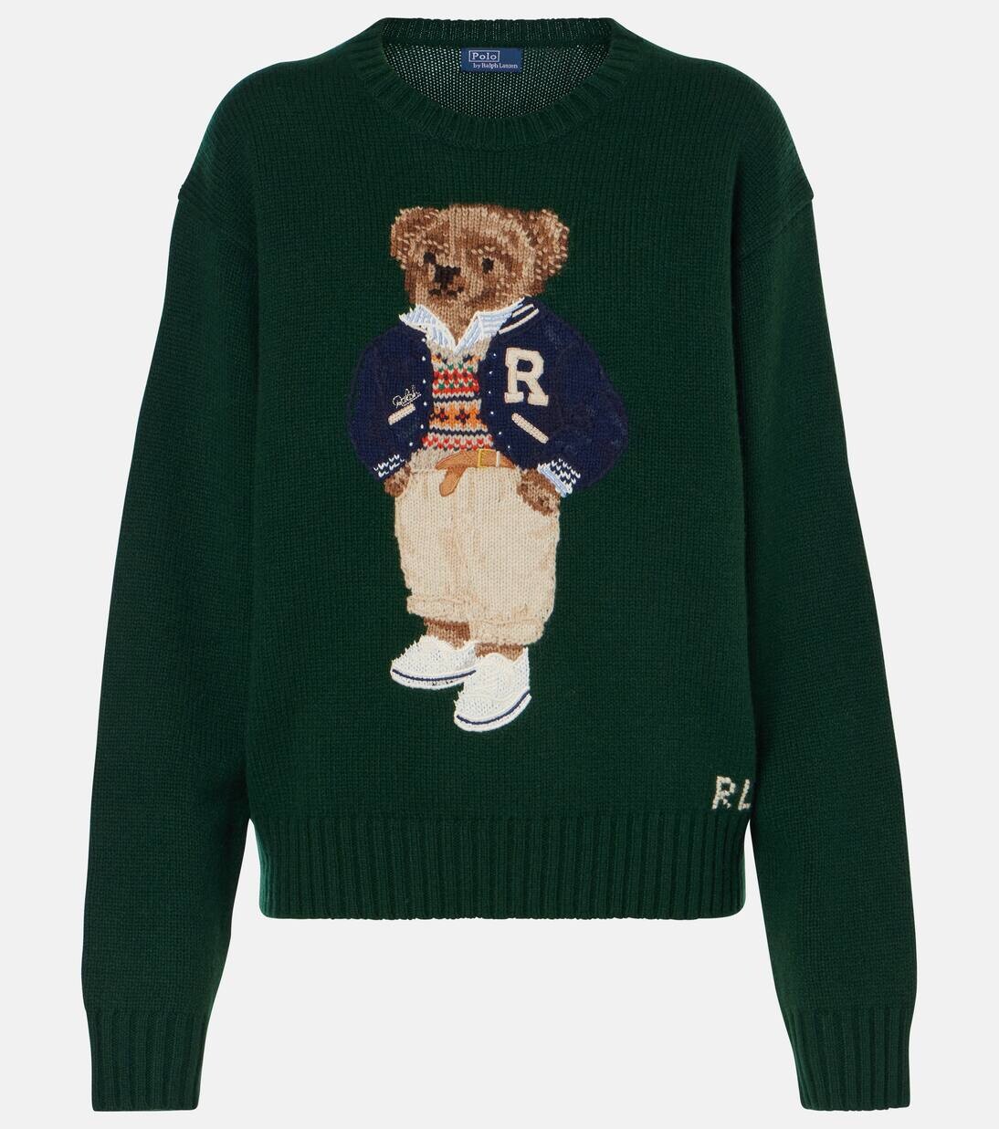Свитер Polo Bear из шерсти и кашемира Polo Ralph Lauren, цвет moss agate