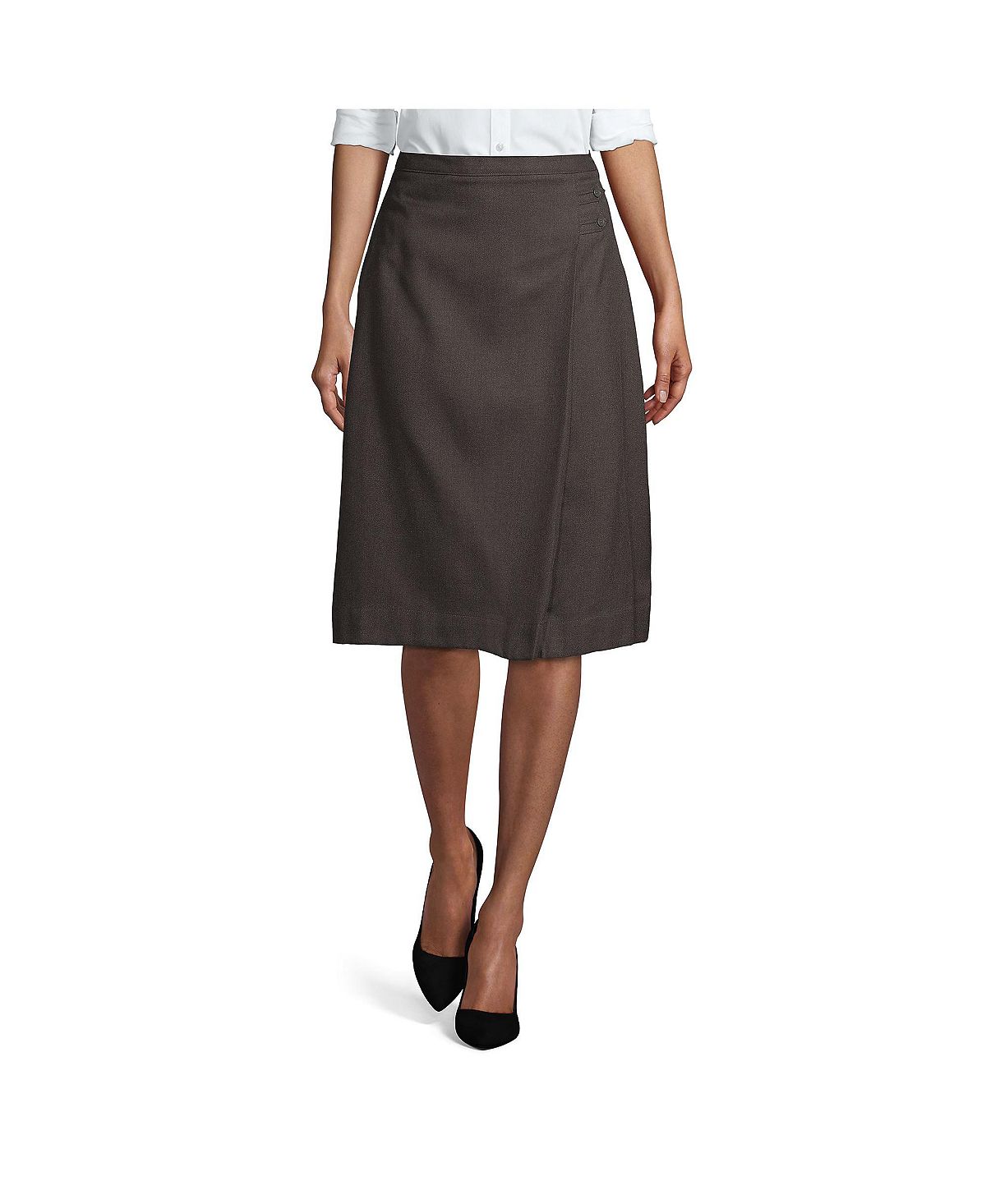 Школьная форма, женская однотонная юбка-трапеция ниже колена Lands' End, серый