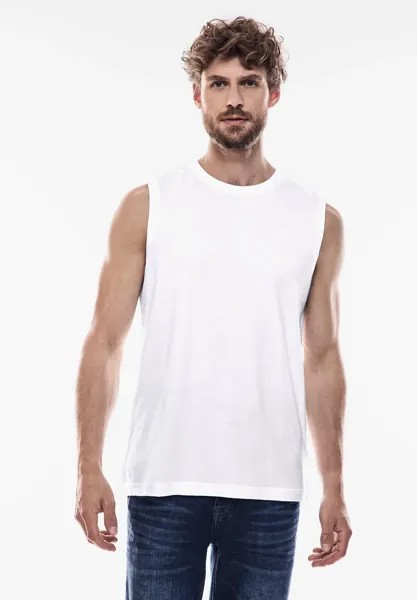 Майка STREET ONE MEN из трикотажа однотонного цвета, белый