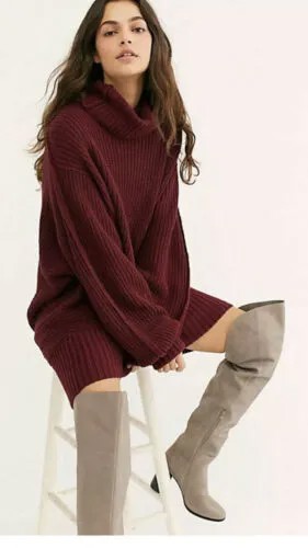Free People Какао-свитер-туника с напуском и капюшоном, платье-туника L 148 долларов США