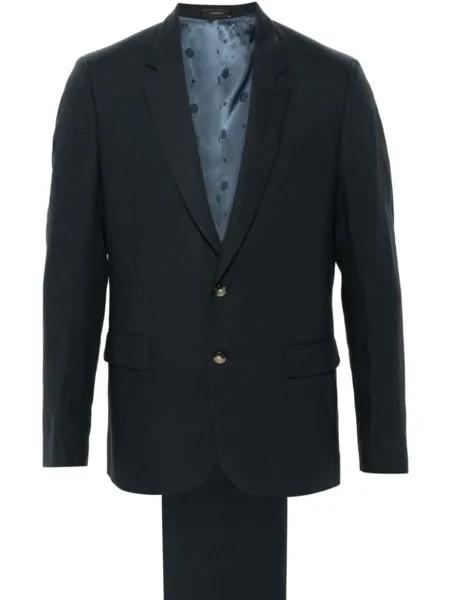 Льняной костюм с однобортным пиджаком Paul Smith, синий