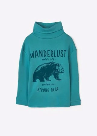 Бирюзовая водолазка с принтом Wanderlust для мальчика Gloria Jeans