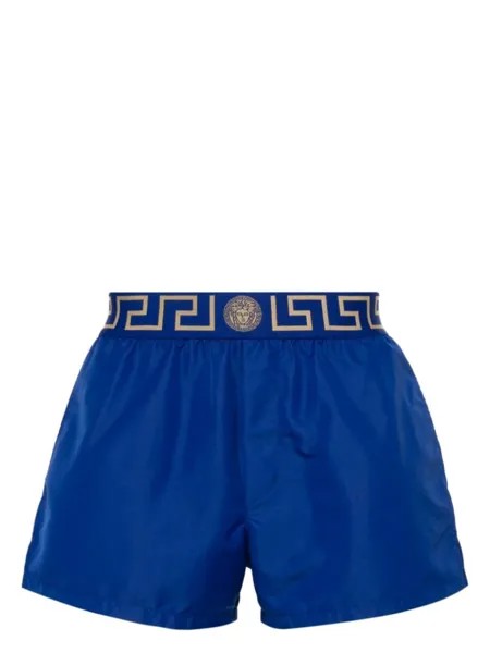 Versace плавки-шорты с поясом Greca, синий