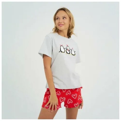 Пижама Promarket, футболка, шорты, короткий рукав, размер 48-50, красный