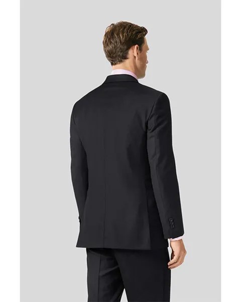 Классический шерстяной пиджак бизнес-класса Charles Tyrwhitt из твила, черный