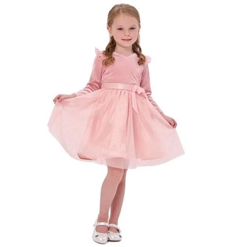 Платье Karamelli бархатное розовое размер 134