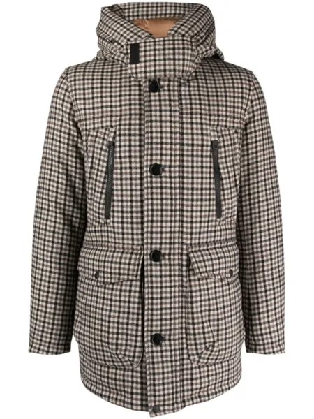 Клетчатая куртка с капюшоном Woolrich, бежевый