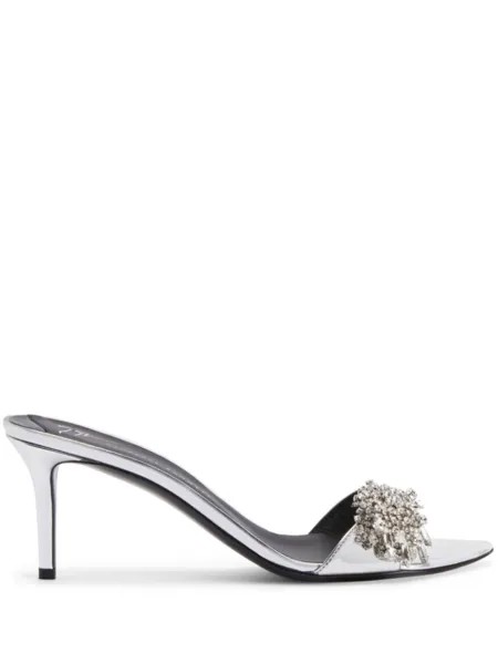 Giuseppe Zanotti мюли Sabry 70 с кристаллами, серебристый