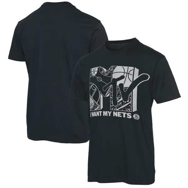 Мужская футболка Junk Food Black Brooklyn Nets NBA x MTV I Want My T-Shirt