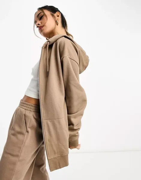 Объемная куртка нейтрального цвета с капюшоном ASOS
