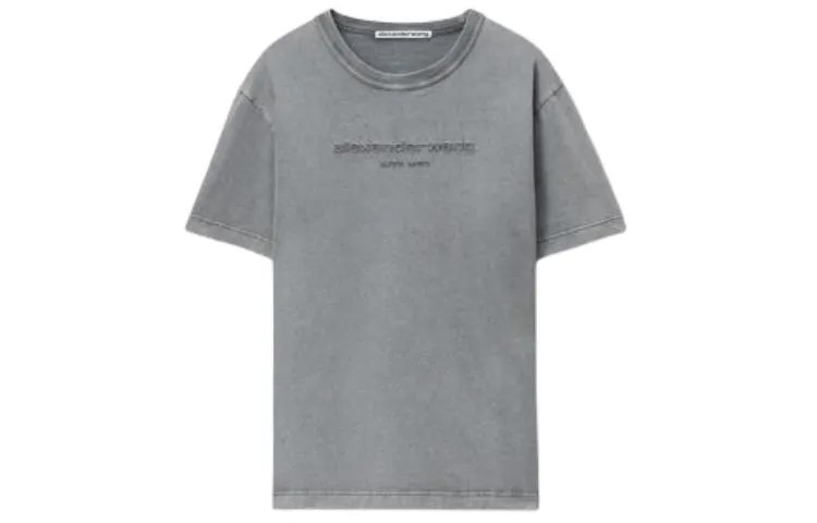 Футболка из хлопка с тиснением логотипа Alexander Wang, серый