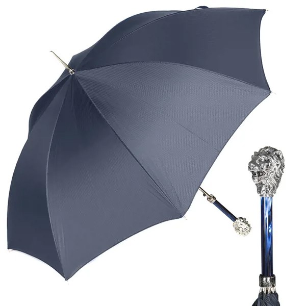 Зонт-трость мужской полуавтоматический Pasotti Leone Silver StripesS dark blu