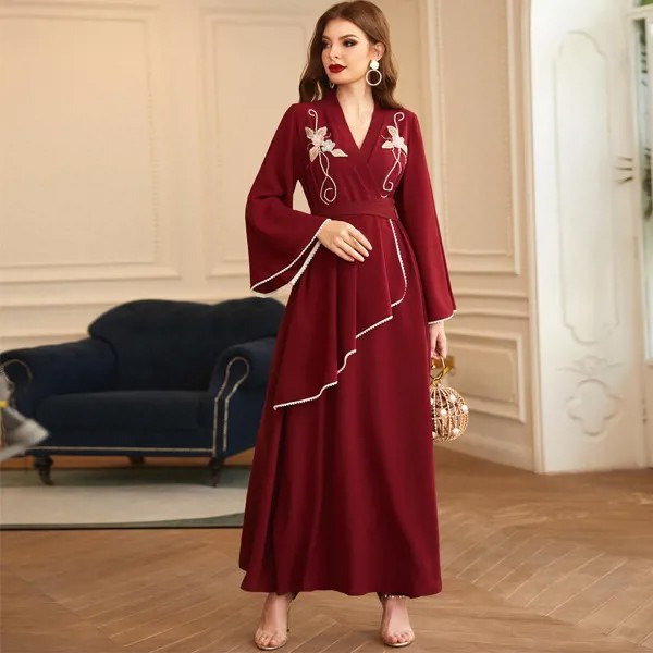 2022 Eid Kaftan Abaya Дубай, Турция, мусульманское хиджаб, макси-платье, Исламская одежда, длинное женское мусульманское платье
