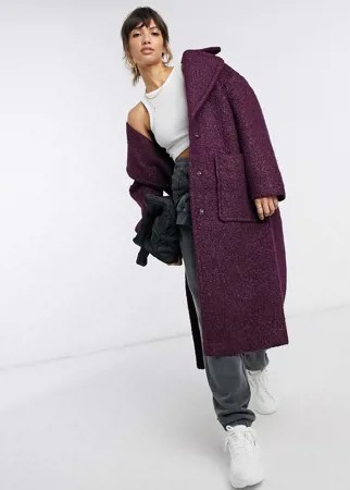 Фиолетовое длинное пальто в стиле oversized UGG Hattie-Фиолетовый цвет